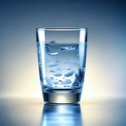 A high-quality digital art image showcasing a glass of water, shimmering with purity