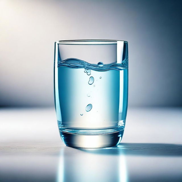 A high-quality digital art image showcasing a glass of water, shimmering with purity