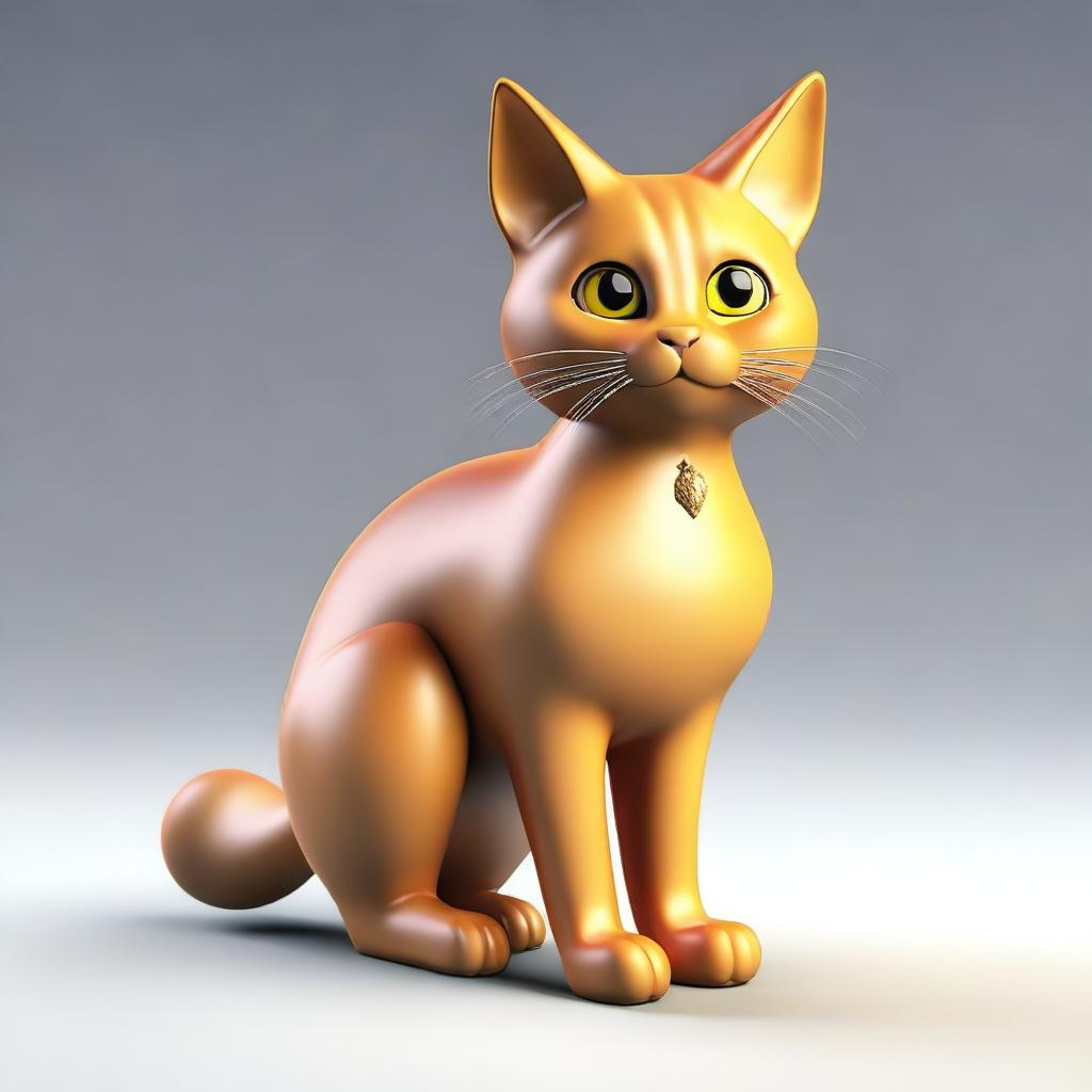 The image is a 3D rendering of a stunning acorn-colored cat, adopting a similar style to the previous image