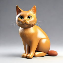 The image is a 3D rendering of a stunning acorn-colored cat, adopting a similar style to the previous image