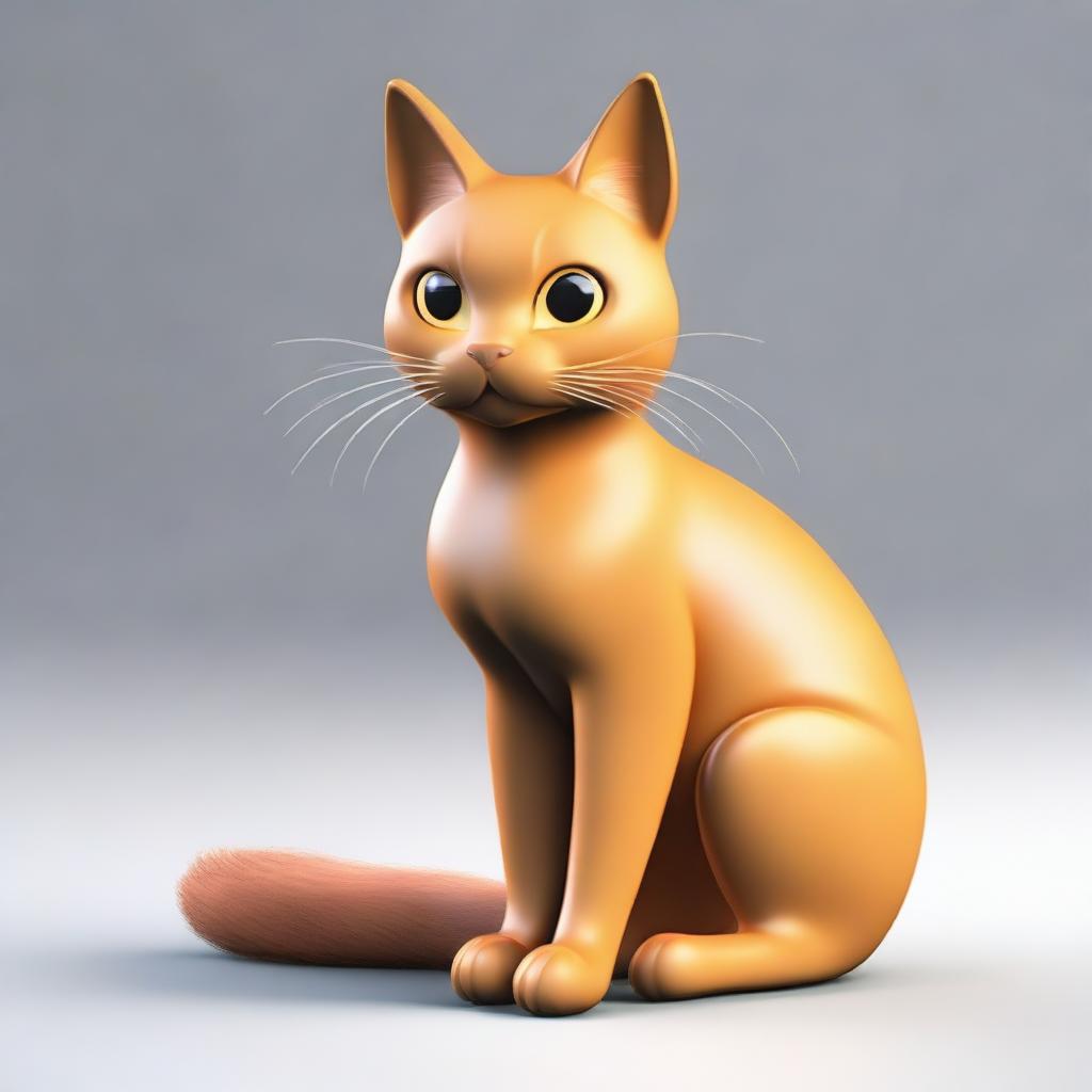 The image is a 3D rendering of a stunning acorn-colored cat, adopting a similar style to the previous image