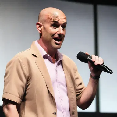 The stand-up comedian had the audience in stitches with his receding hairline joke, making fun of his own baldness.