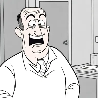 In the cartoon, the character's receding hairline became a running gag.