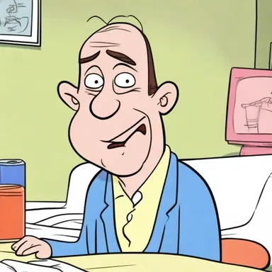 In the cartoon, the character's receding hairline became a running gag.