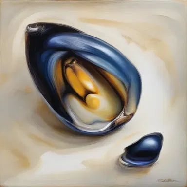 The artist intricately depicted the mussel's byssus in her painting, capturing its delicate beauty.