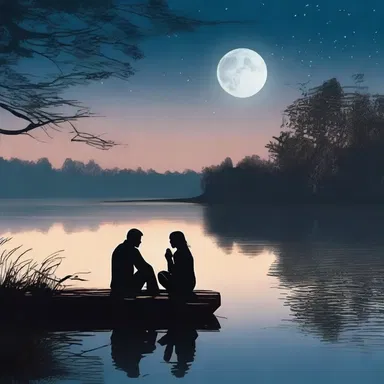Under the moonlit sky, the ponderer sat by the lake, contemplating the depths of their love for their significant other while enjoying the tranquility of the evening.