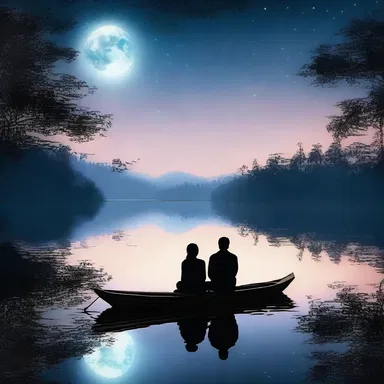 Under the moonlit sky, the ponderer sat by the lake, contemplating the depths of their love for their significant other while enjoying the tranquility of the evening.