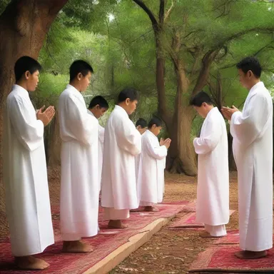 During the ceremony, the worshippers engage in prayer and quiet prowl around the sacred grounds.