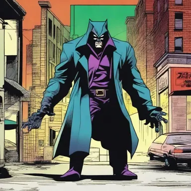 In the comic book, the villain would prowl the streets at night, looking for unsuspecting victims to terrorize.