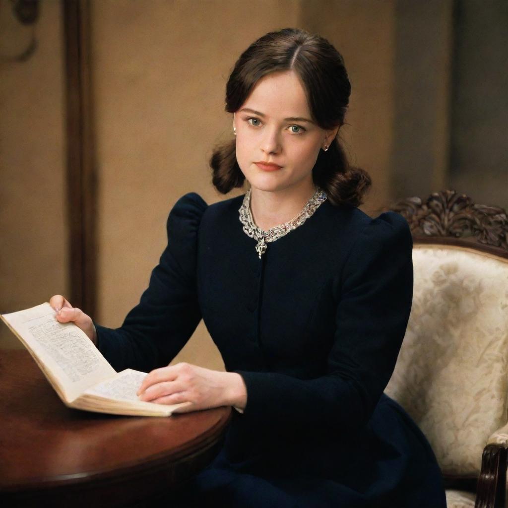 Rory Gilmore, the iconic TV character, sitting comfortably, engrossing herself into the world of 'Anna Karenina' by Leo Tolstoy