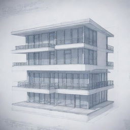 Detailed architectural blueprints of a modern, multi-story house with large windows and open living spaces