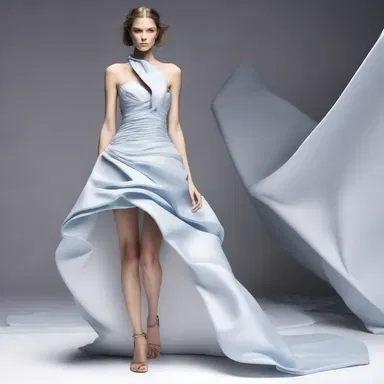The designer integrated the concept of carrier waves into the fabric of the dress, creating a unique and innovative look.