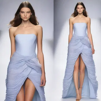The designer integrated the concept of carrier waves into the fabric of the dress, creating a unique and innovative look.