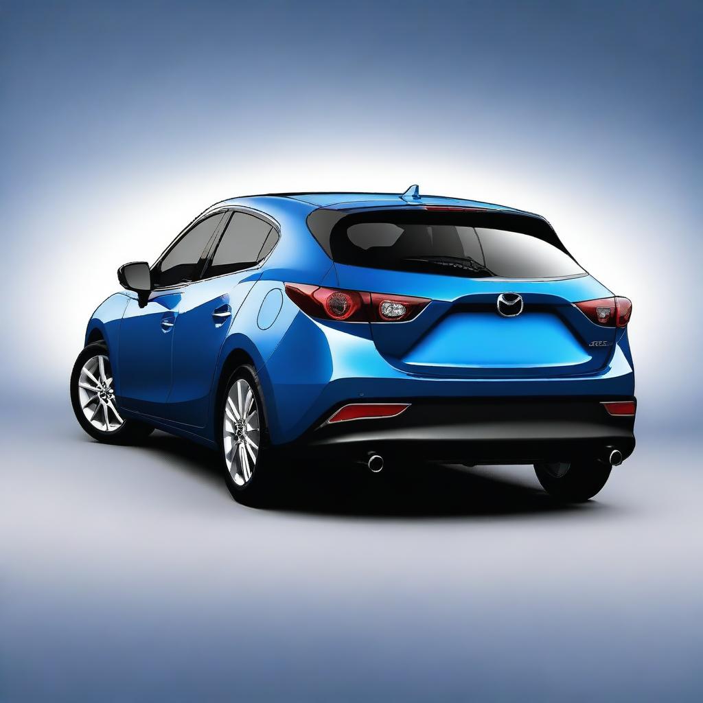 A high-quality, digital art image of a 2016 Mazda 3 GS in blue