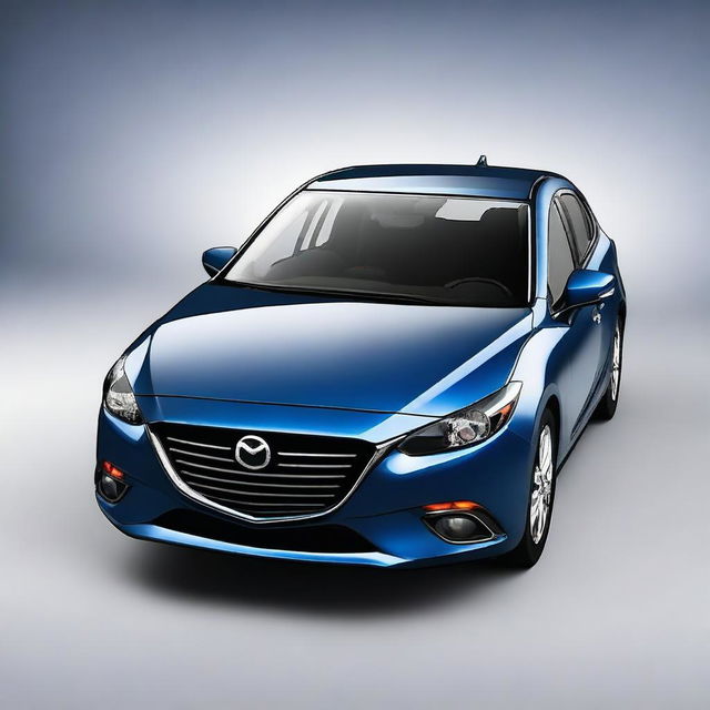 A high-quality, digital art image of a 2016 Mazda 3 GS in blue