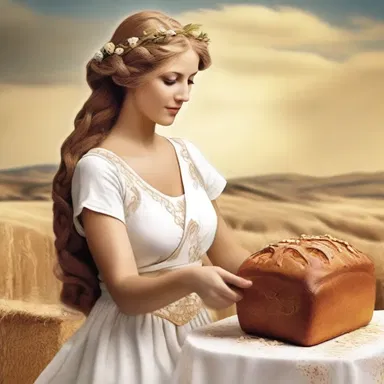 In Greek mythology, the goddess Demeter baked a harvest loaf as a symbol of fertility and abundance.