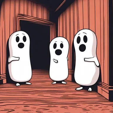 The horror movie has a scene where the characters loaf around in a haunted house.