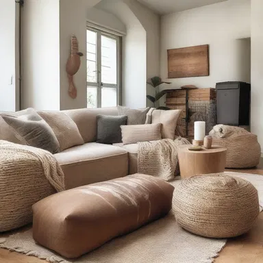 The designer created a cozy living room where one can loaf and relax.