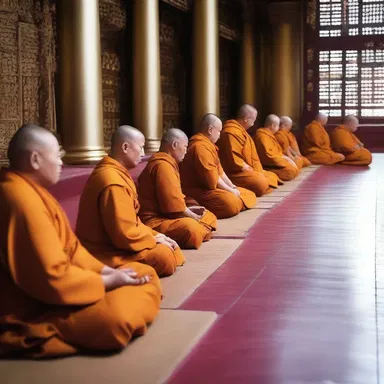 After finishing their prayers, the monks had time to loaf and meditate in the temple.