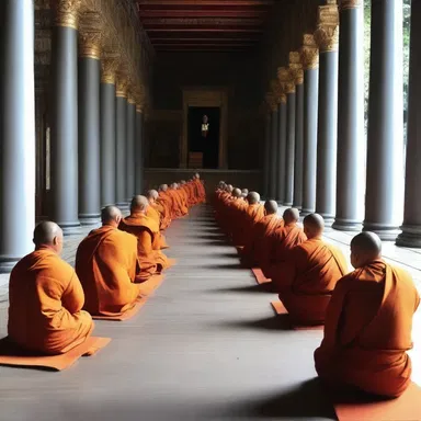 After finishing their prayers, the monks had time to loaf and meditate in the temple.