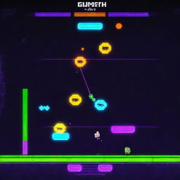 A player intensely engrossed in Geometry Dash, with reflections of the colorful and geometrically complex game dancing in his eyes.