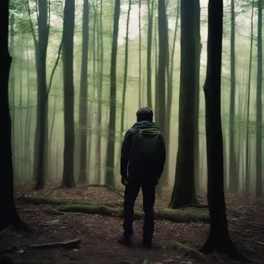 The protagonist of the horror film found themselves alone in an eerie forest, surrounded by the deafening stridulation of tree crickets.