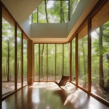 The modern architectural design of the house included tall windows that allowed natural light to filter in, giving the illusion of living among the tree crickets.