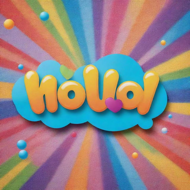 A vibrant and friendly greeting sign saying 'Hello' with bubbly, colorful lettering against a cheerful background.