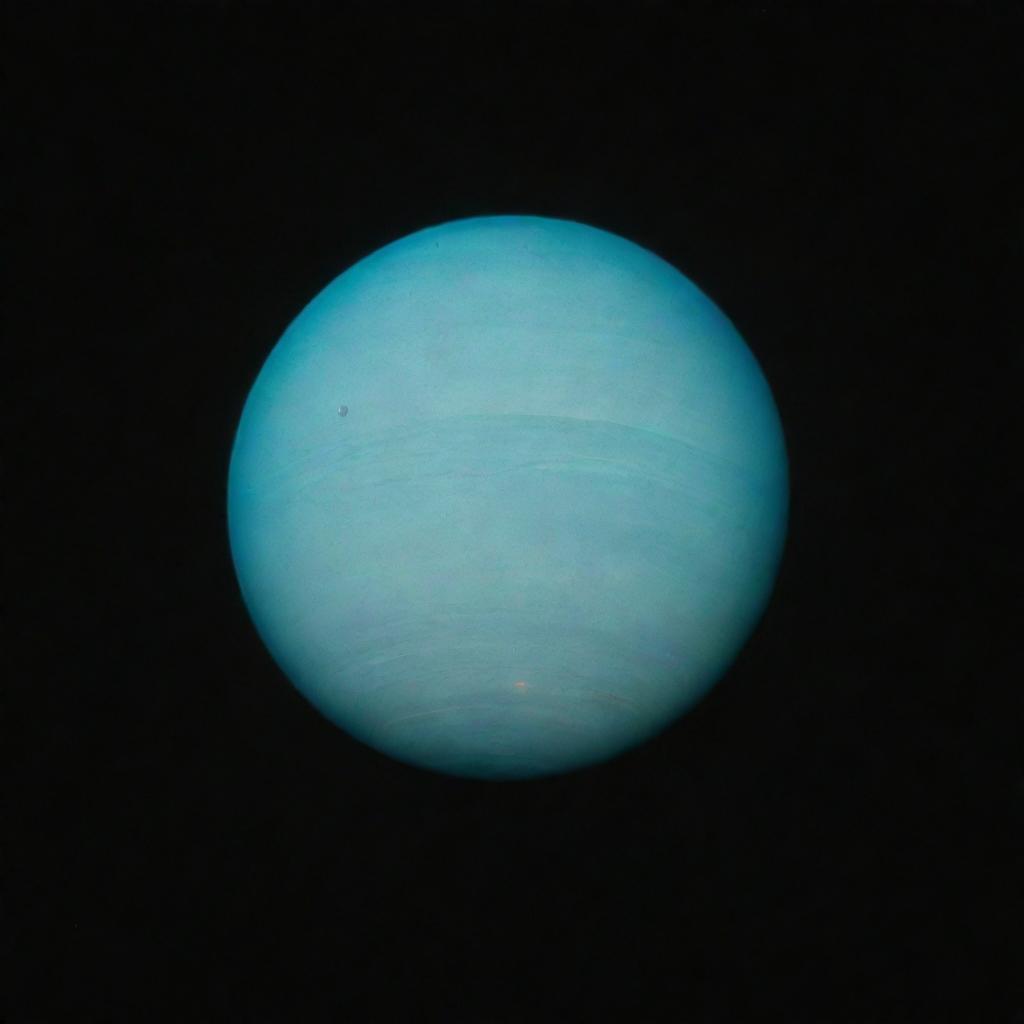 A mesmerizing view of Uranus with vibrant, hypothetical oceans shimmering under the distant sunlight.