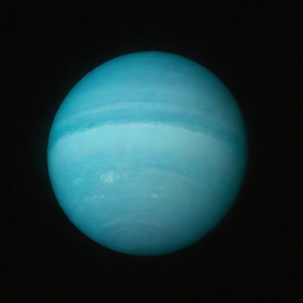 A mesmerizing view of Uranus with vibrant, hypothetical oceans shimmering under the distant sunlight.