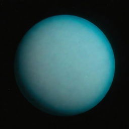 A mesmerizing view of Uranus with vibrant, hypothetical oceans shimmering under the distant sunlight.