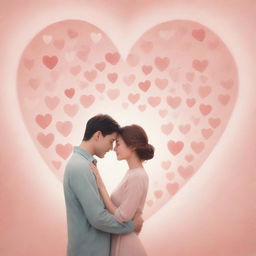 A heartfelt illustration depicting the concept of love, with subtle colors, soft light, and heart shaped elements.