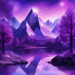 A high-quality digital art image depicts a fantastical landscape with towering crystal mountains, their facets catching and refracting light