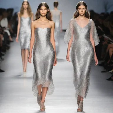 The silver vine pattern was all the rage on the runways this season, adorning dresses and accessories alike.