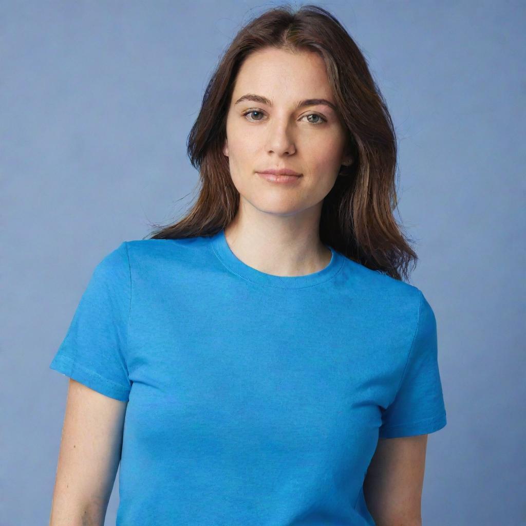 A t-shirt, originally of any color, now transformed into a vivid blue shade.