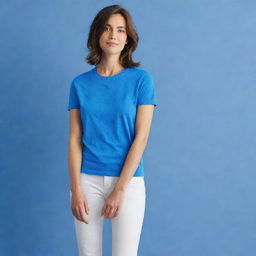 A t-shirt, originally of any color, now transformed into a vivid blue shade.