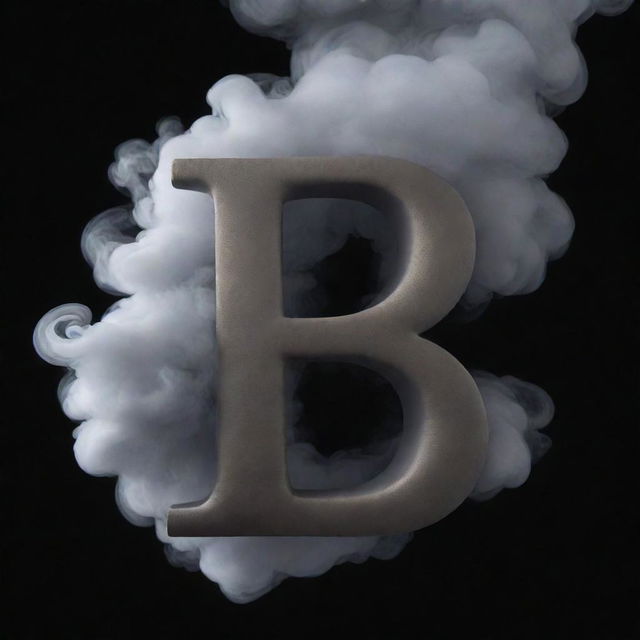 A 3D, metallic letter R in the center, enveloped by thick, swirling smoke.