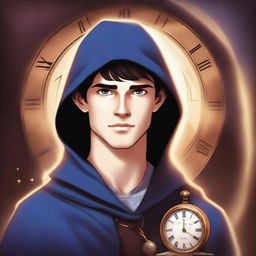 A high-quality digital art piece featuring a young man with features reminiscent of Merlin from the TV show