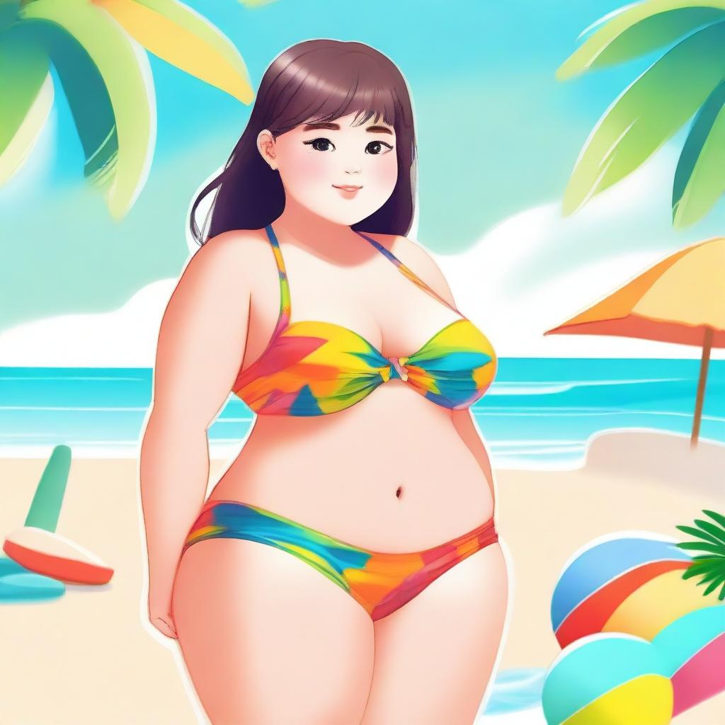 A high-quality digital art image featuring a cute, chubby girl