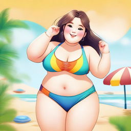 A high-quality digital art image featuring a cute, chubby girl