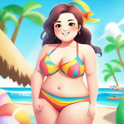 A high-quality digital art image featuring a cute, chubby girl