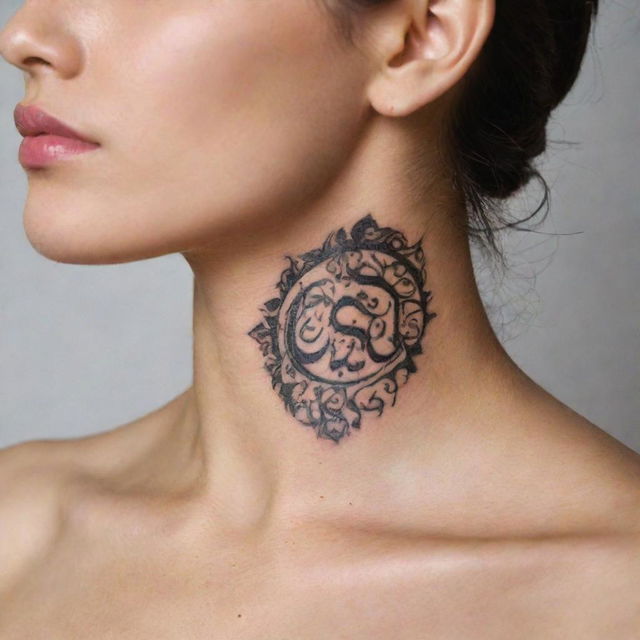 A delicate and intricate tattoo design featuring beautifully stylized Arabic names.