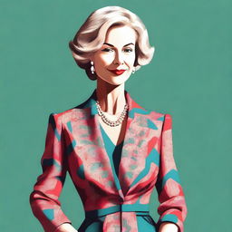 A digital art depiction of a confident, mature woman