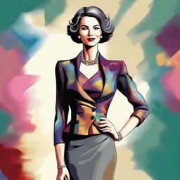 A digital art depiction of a confident, mature woman