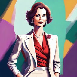 A digital art depiction of a confident, mature woman