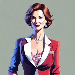 A digital art depiction of a confident, mature woman