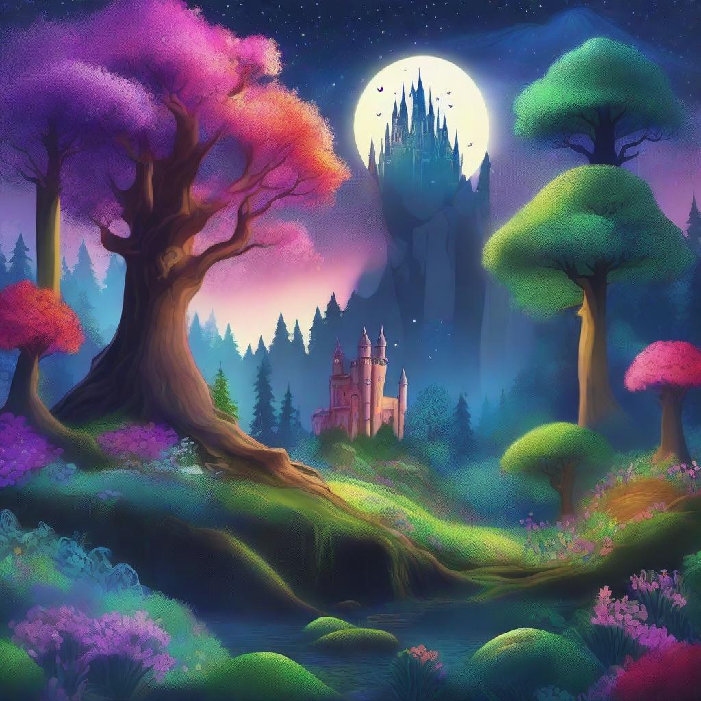 An enchanting digital art image of a mystical forest