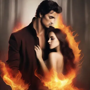 As the flames grew higher and the room filled with smoke, the hero's eyes incandesced with a fiery determination to save his love.