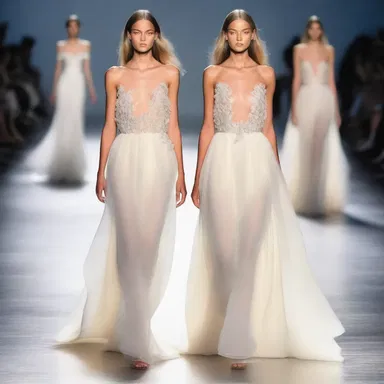 The runway model walked with confidence, wearing a gown that seemed to incandesce with a soft, ethereal glow.