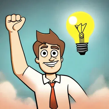 As the character gets an idea, a bright light bulb incandesces above their head.